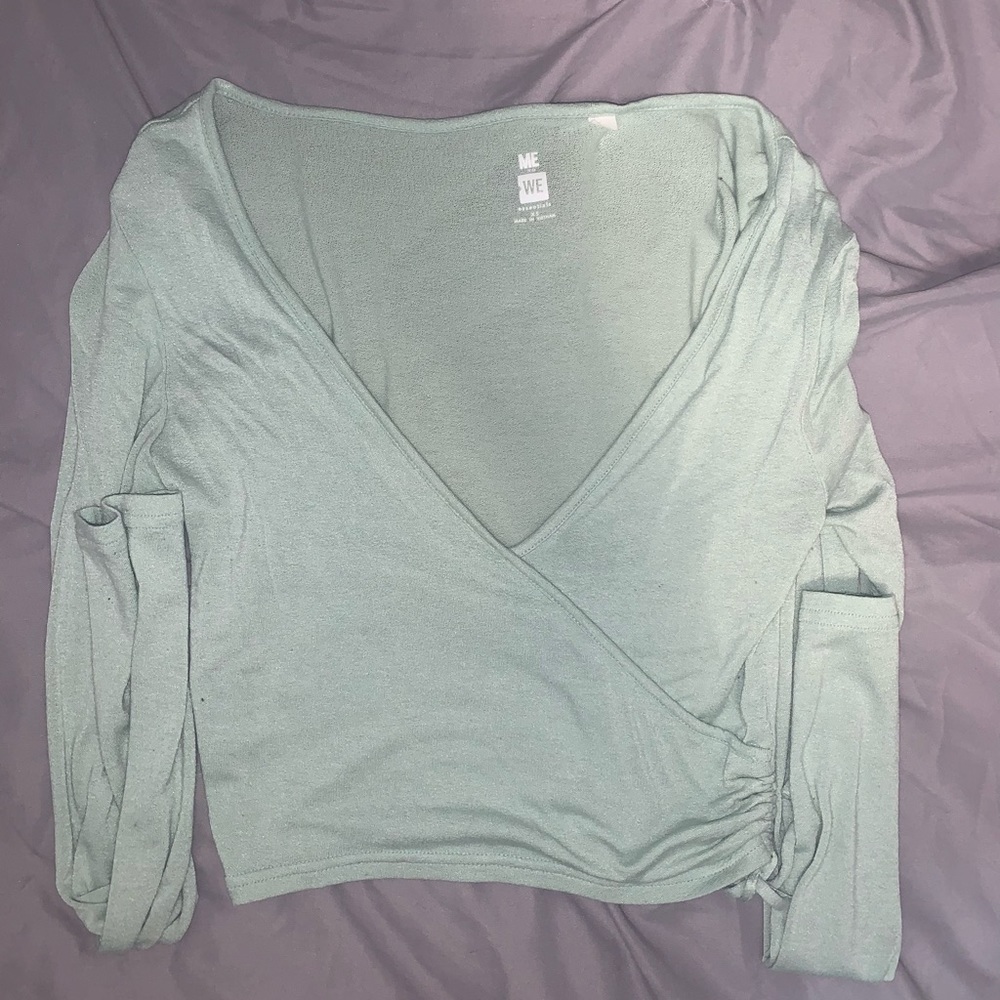 green pacssun crop top long sleeve